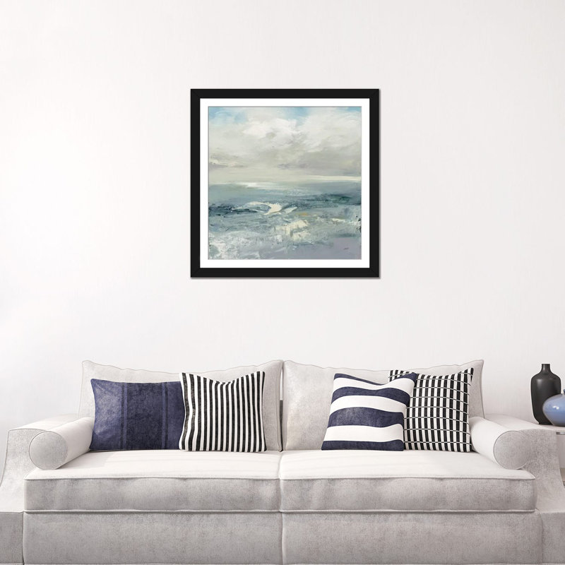 « ondulations », impression sur toile, Papier d'art encadré noir, H 24 po x l 24 po x P 1 po, Blanc