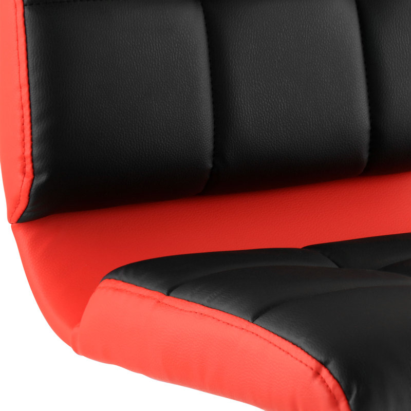 Red and Black Faux Leather Adjustable Swivel Bar Stool Set