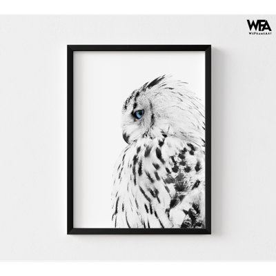Reproduction d'un hibou blanc, photographie d'un hibou des neiges, photographie d'oiseaux encadrés, photo d'oiseaux en noir et blanc, art mural surdimensionné, photographie d'oiseaux d'hiver