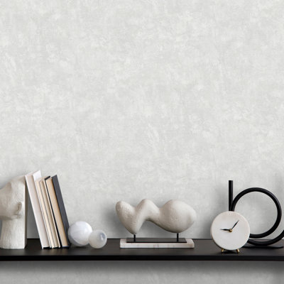 Faux Waxed Texture Light Gray Wallpaper