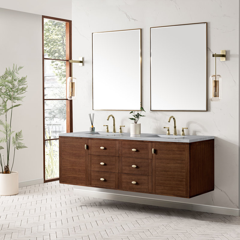 Amberly 72'' W Double Vanity, Eternal Jasmine Pearl, 8" Widespread