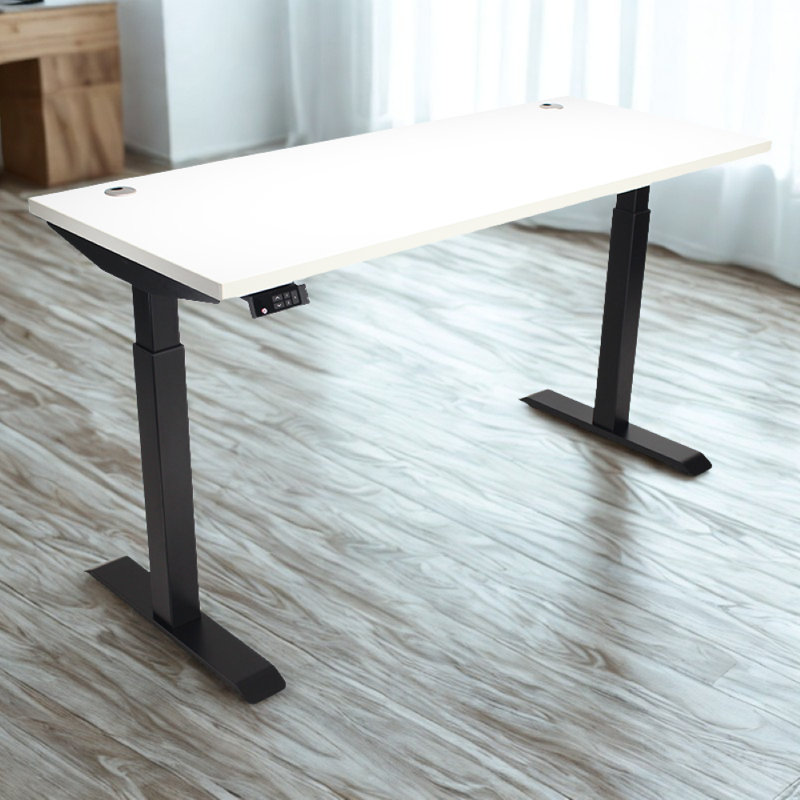 Skyscraper Electric Height Adjustable Standing Desk, Dual Motor and Digital Control with Memory, 60x24, White Top with Black Frame