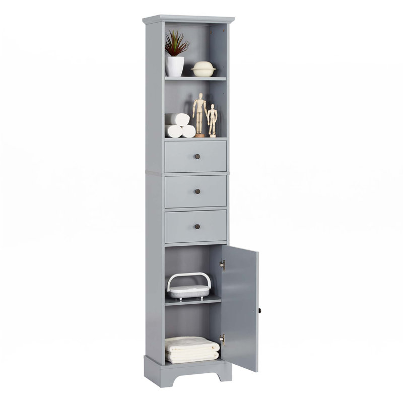 Grande armoire de salle de bain autoportante, Gris