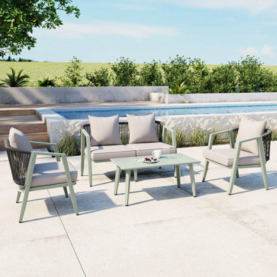 Sièges d'extérieur en fer, pour 4 personnes, avec coussins moelleux et sièges pour 4 personnes, coussin de sérénité