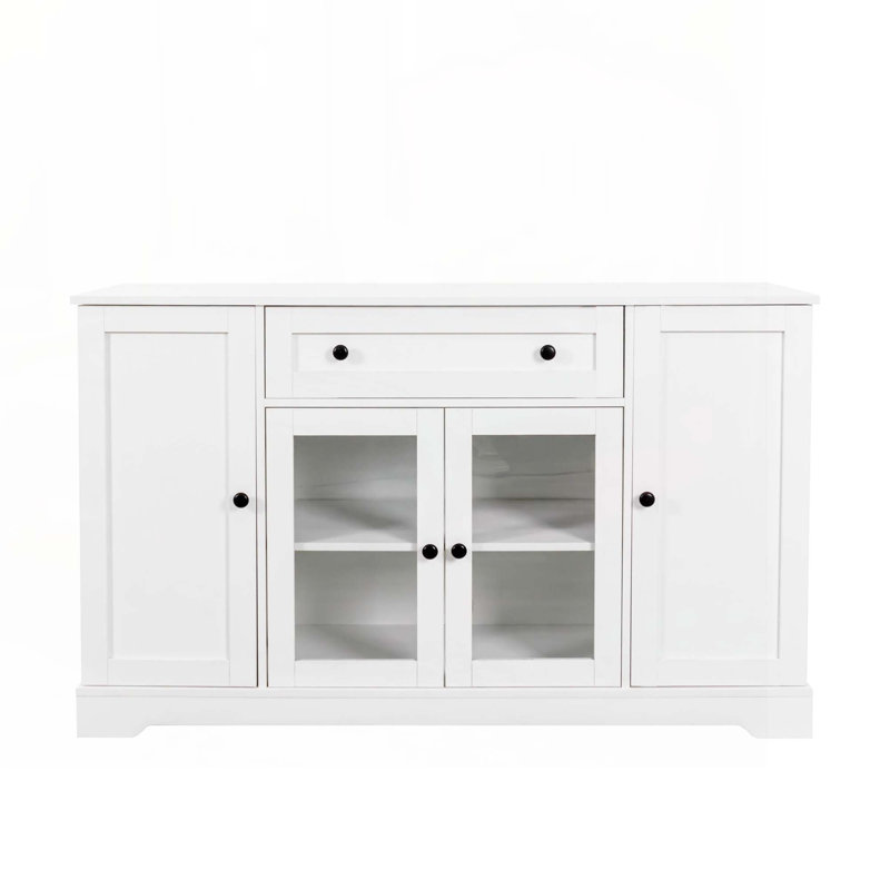 Buffet Cabinet with Storage, Modern Sideboard Buffet with Doors, Wood Coffee Bar Kitchen Storage Cabinet with Drawer and Adjustable Shelf