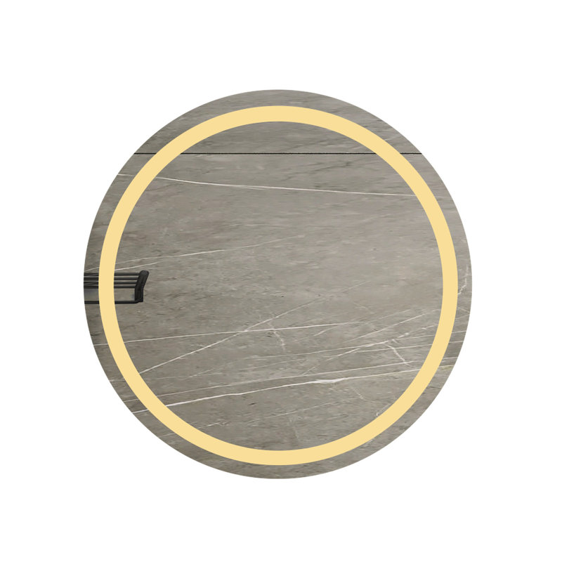 27-Inch H LED Single Bathroom Vanity Mirror Polished Crystal Bathroom Round Vanity Mirror For Smart Lighting On Bathroom Walls