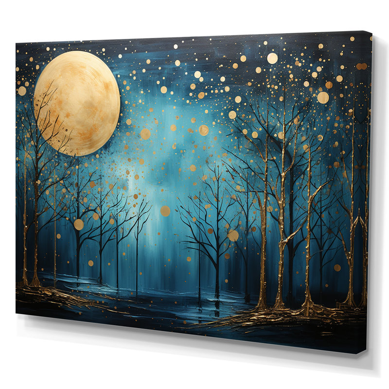 Azur, Ascension de la forêt au clair de lune, art mural grande lune, Toile tendue, H 12 po x l 20 po x P 1 po
