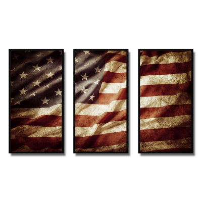 Drapeau américain - photographie flottante sur toile 3 pièces