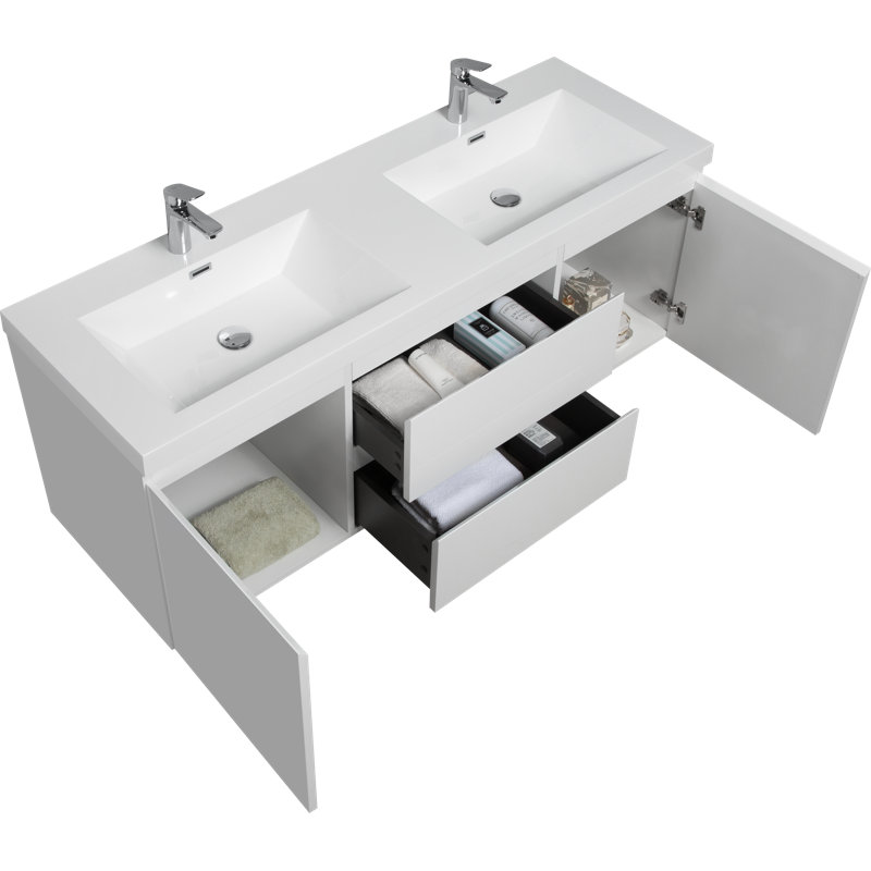 Meuble-lavabo double avec plateau Agna 59,06
