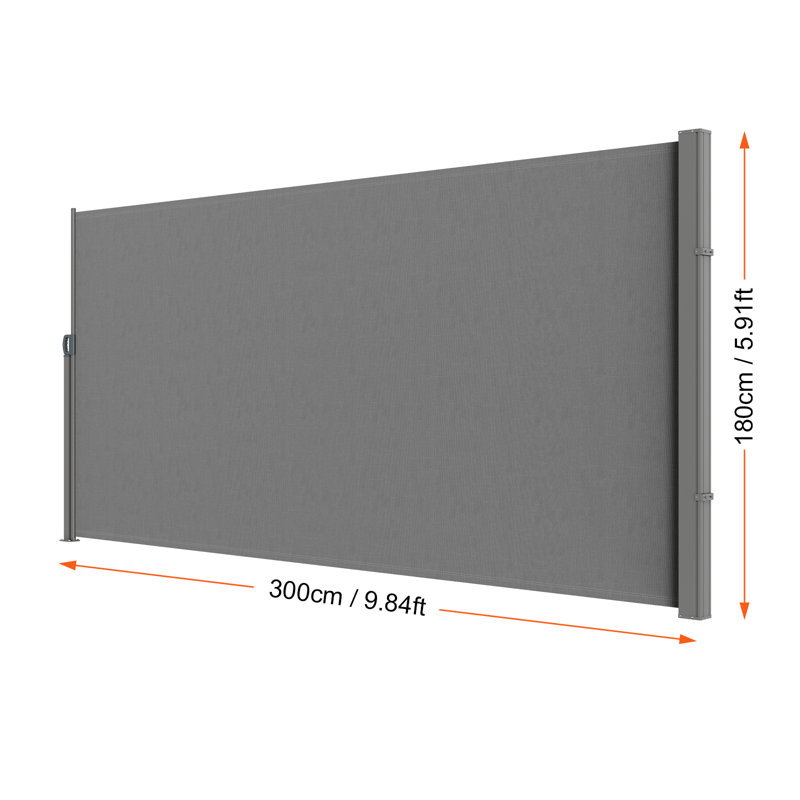 Gray 71 x 118 in. Retractable Polyester Side Awning