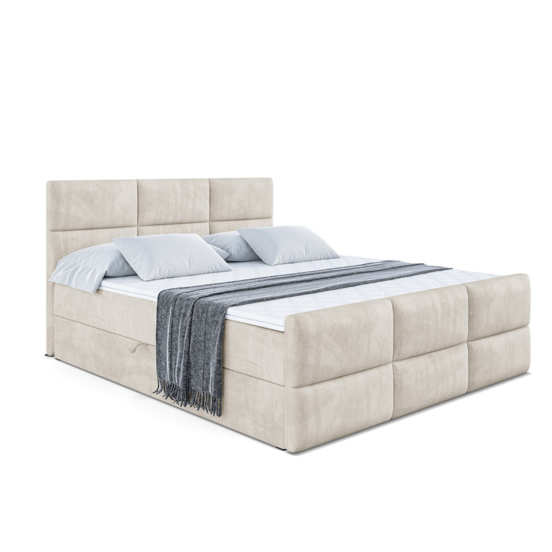 Boxspringbett mit Bettkasten und Topper