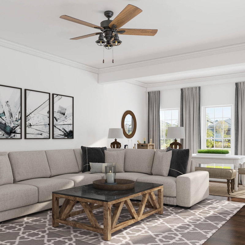 Arlea 52" Ceiling Fan with LED Light, 3 Speed Remote