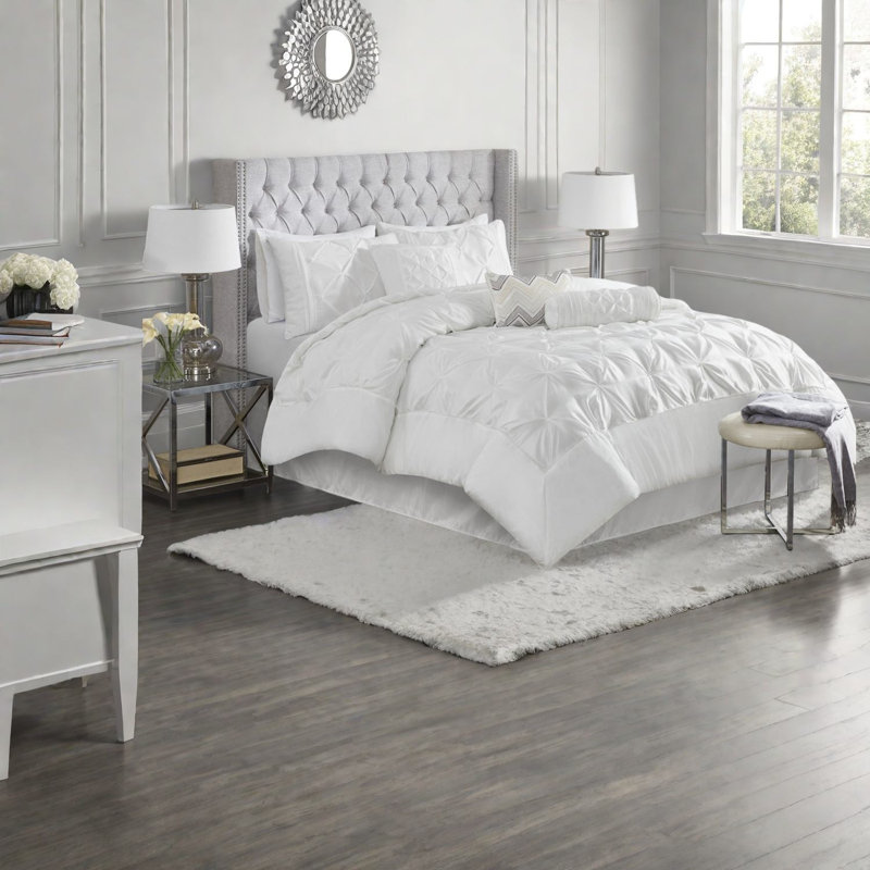 Piece Bedding Sets Full Polyester Tufted Modern White Bedroom Home