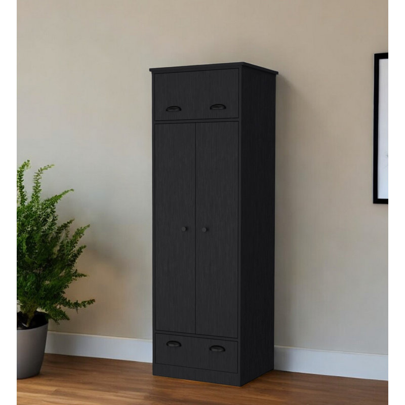 Commode combinée 70 po à trois portes et tiroir noir 70 po