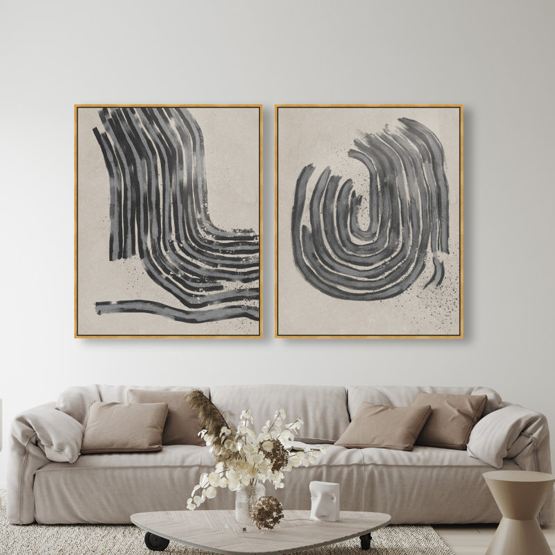 Two Spaces Set Set by Oliver Gal, 37"H x 46"W, Gold Floater Frame