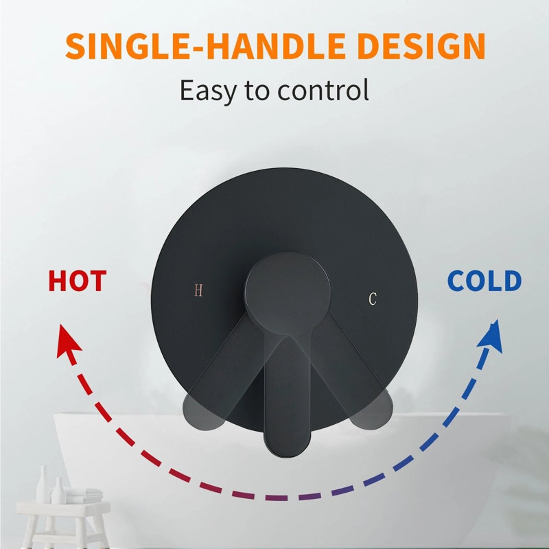 Ensemble de robinet de douche noir avec tête de douche à pluie de 8 pouces et bec de baignoire inclus