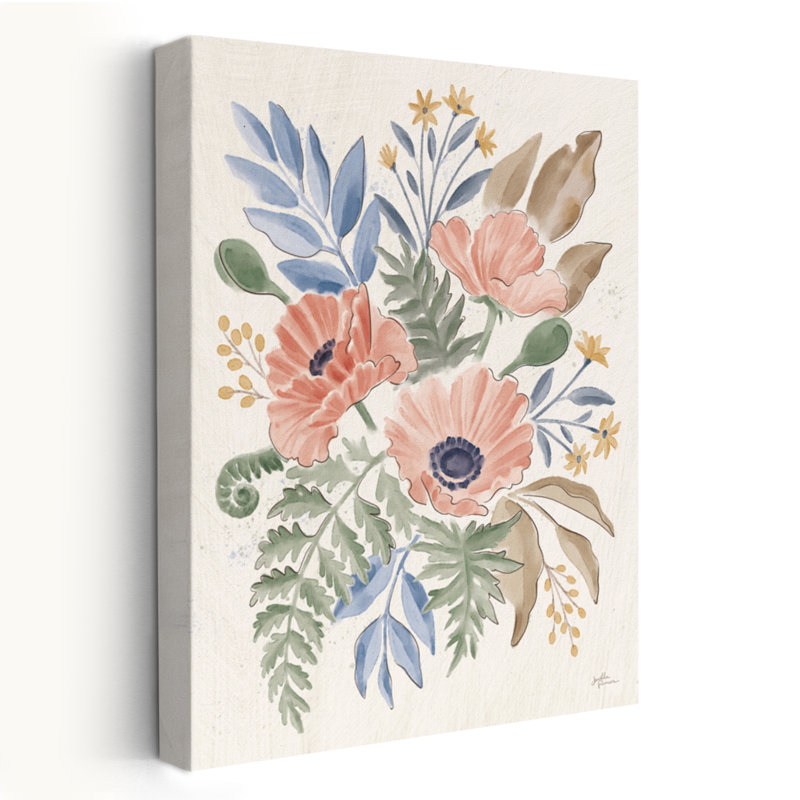 Botanical Blend III - art floral fougères botaniques beiges, H 48 po x l 32 po