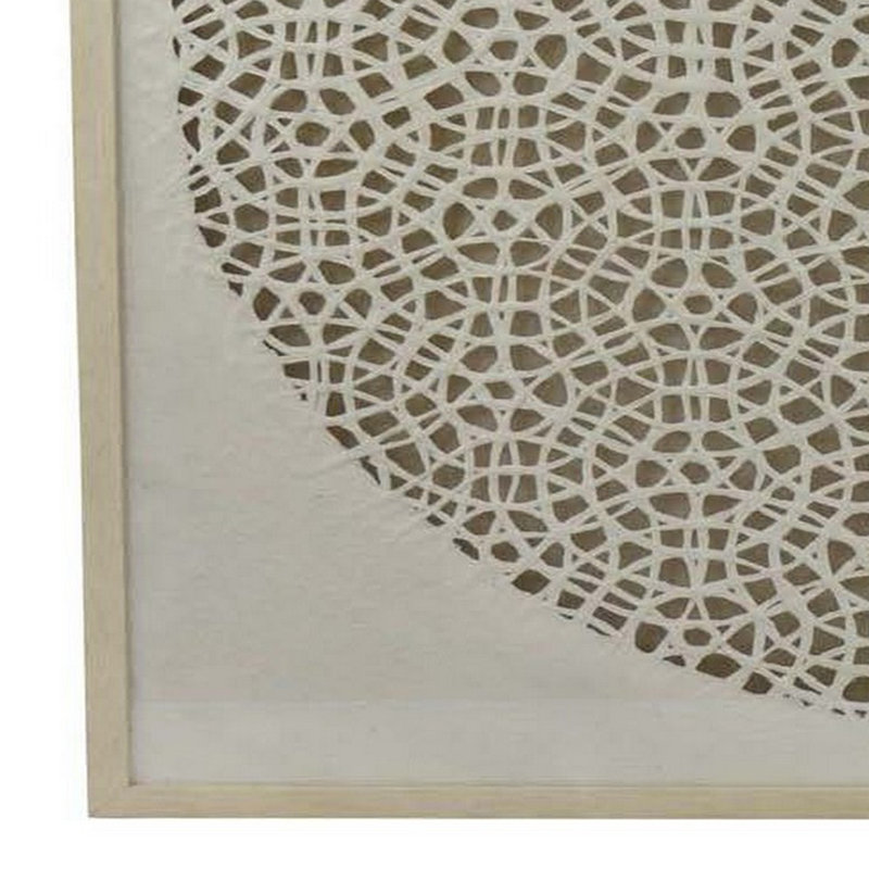 White Carved Cutout Design Framed Canvas Painting