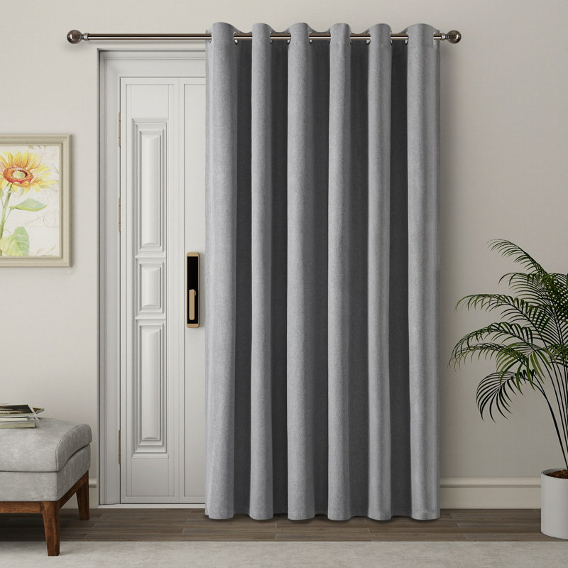 Luxury Linen 100% Blackout Eyelet Curtain Single Panel, Charcoal