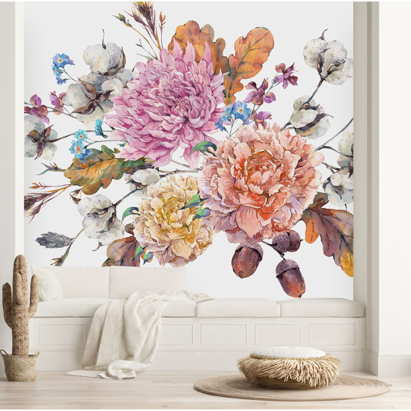 Murale fleurs et coton Deivin, L 125 po x L 125 po