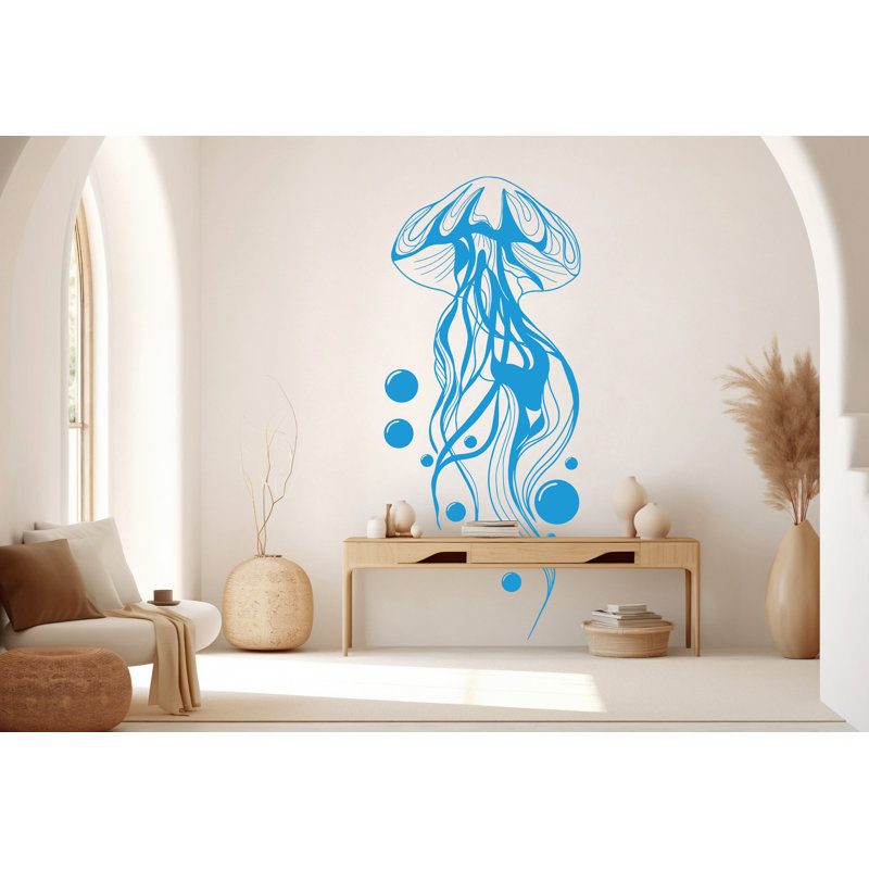 Adhésif décoratif méduse, méduse murale moderne, autocollants muraux, décor de salle de bain méduse, méduse pièce murale méduse 443RS