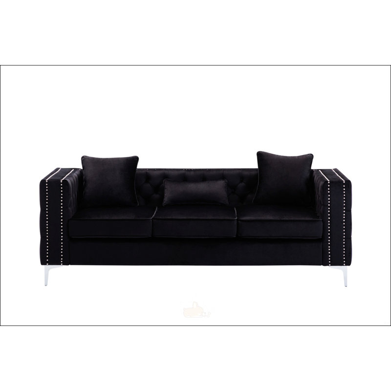 Canapé 86 po en velours noir