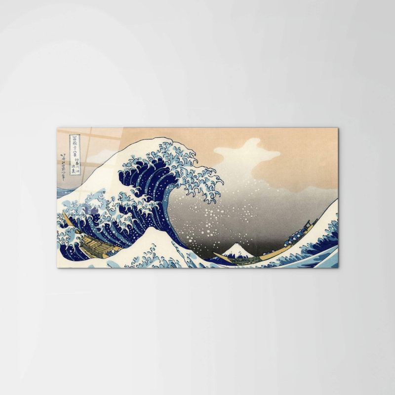 Homage to Hokusai - The great wave 50cm H x 100cm W High Quality Print on Frameless Panel, Lightweight, Ready to Hang