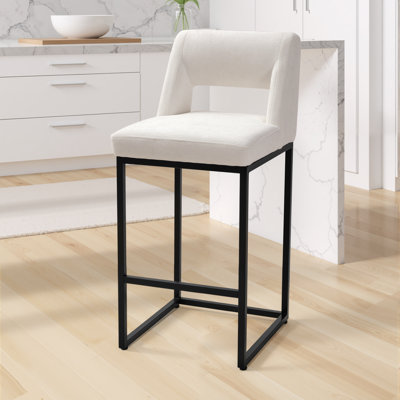 Tabouret de bar de comptoir 26 po avec dossier bas et siège en métal pour îlot de cuisine