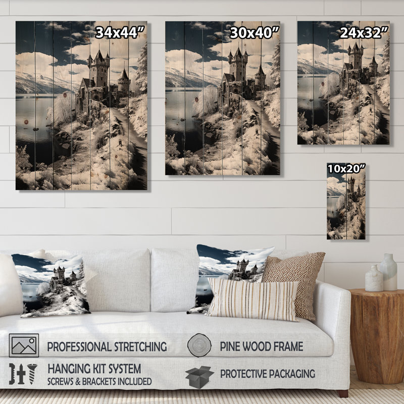 Allemagne, beau paysage, noir et blanc, impression de paysages urbains sur bois de pin naturel, H 32 po x l 24 po x P 0,78 po