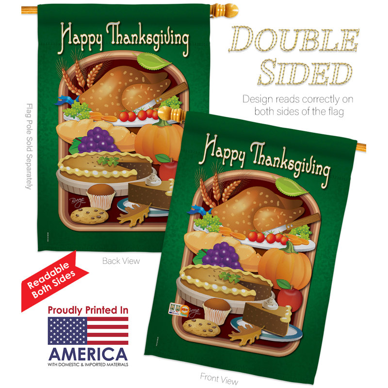 40 x 28 po en polyester à 2 côtés. bo thanksgiving ensemble de drapeau