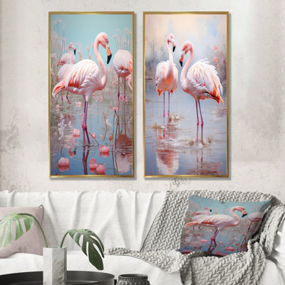 «Grand Flamingo Camargues Calm», ensemble d'art mural sur toile Flamingo