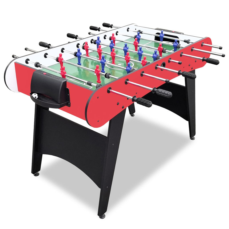 Table de soccer 48 po, table de soccer intérieur avec tiges en acier, poignées ergonomiques, marqueurs, 2 balles, rouge