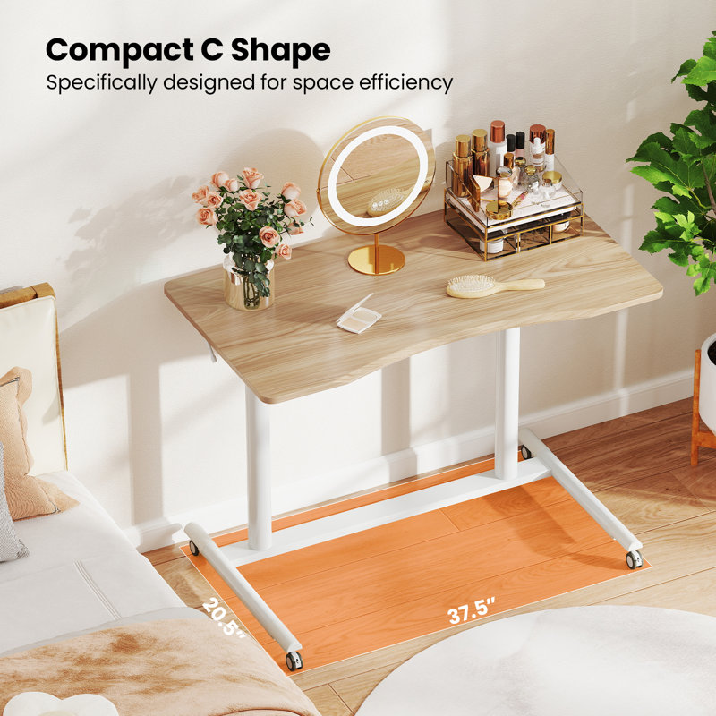 Bureau debout à hauteur ajustable Caisyn, Beige / Blanc