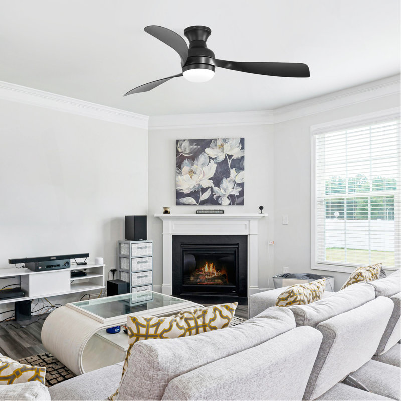 Sofucor 1 PC 52-Inch Fulsh Mount Ceiling Fan With Light,18W LED Dimmable Light With Memory Function,DC Motor,1/4/8H Timer Setting