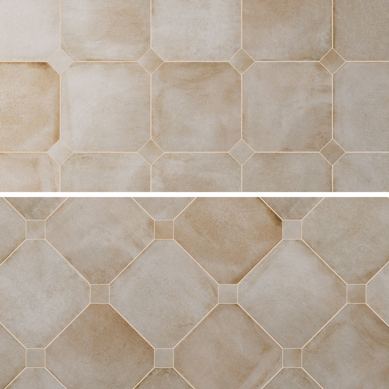Laverton Octagon W/Taco 7-7/8 In. X 7-7/8 In. Porcelain Floor And Wall Tile, Beige