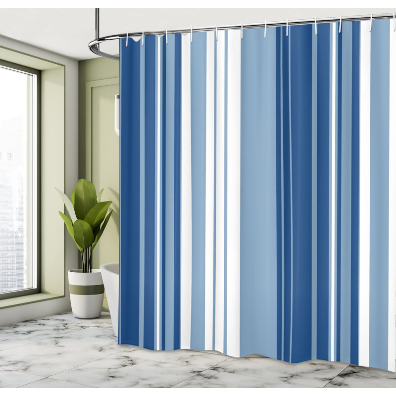 Striped Shower Curtain with Hooks Included, 70" H x 69" W