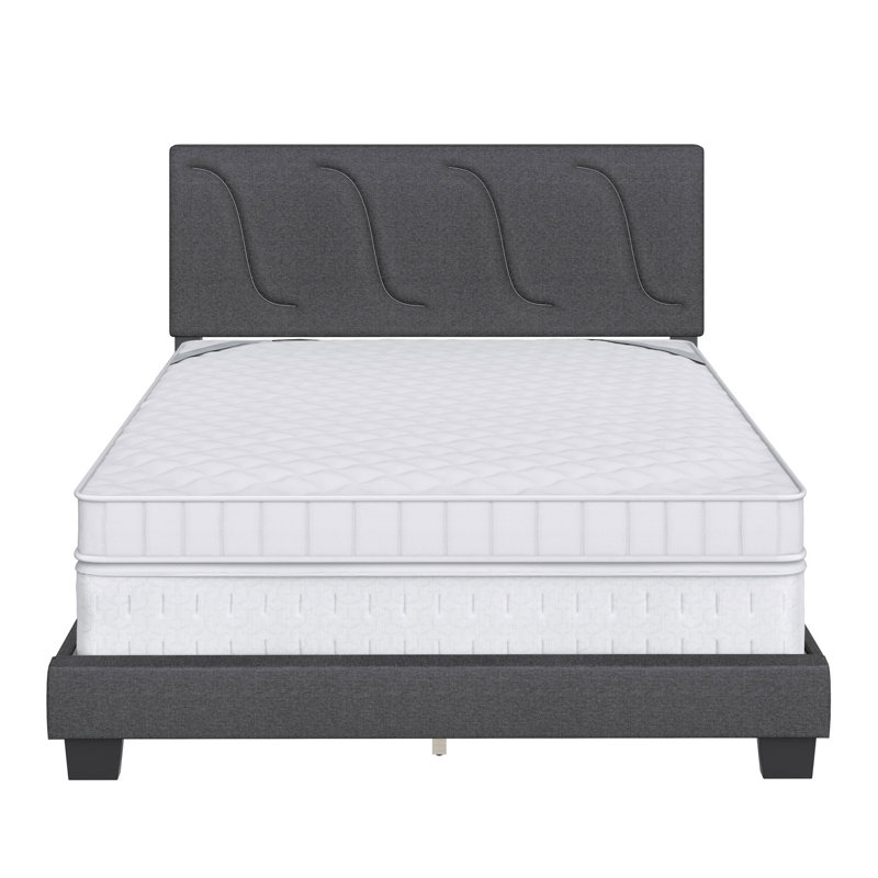 Upholstered Platform Bed, Black, King
