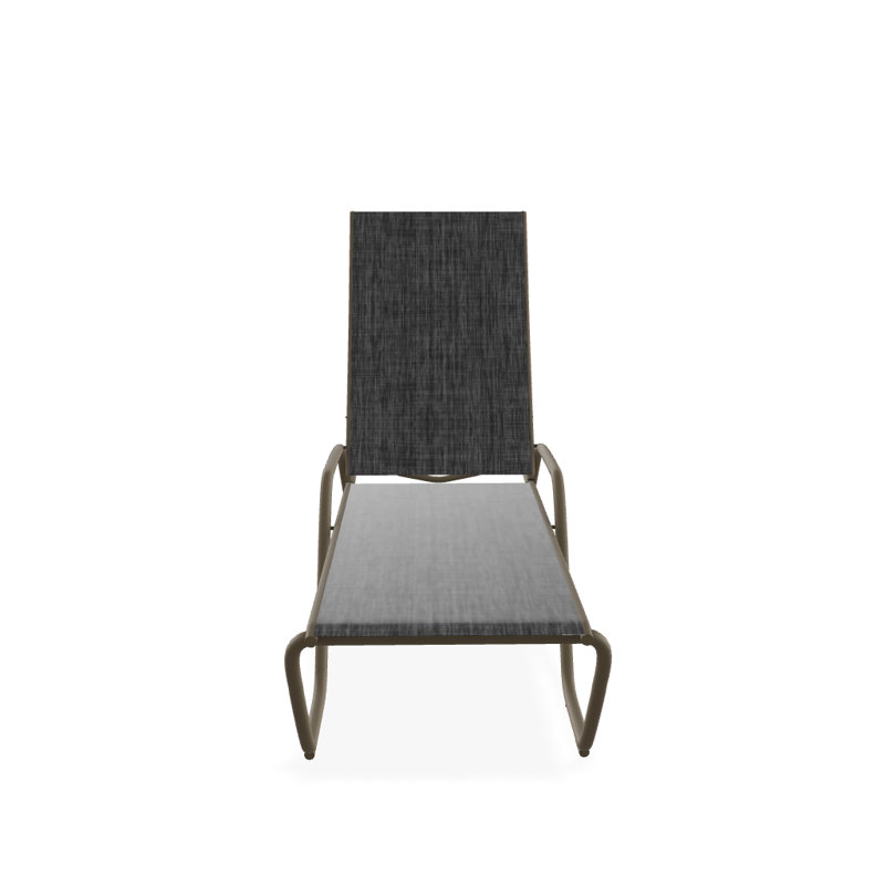 Outdoor Rust-Resistant Metal Chaise Lounge, Textured Beachwood, Augustine Shadow