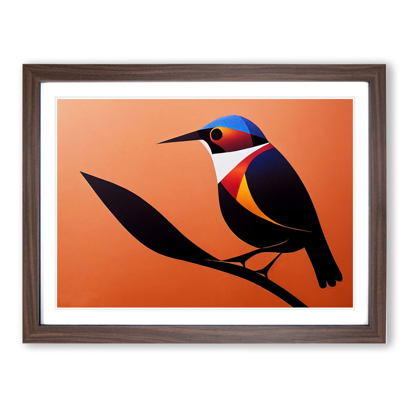 Angelical Bird Abstract - Framed Print, 46cm H x 64cm W x 2cm D, Walnut