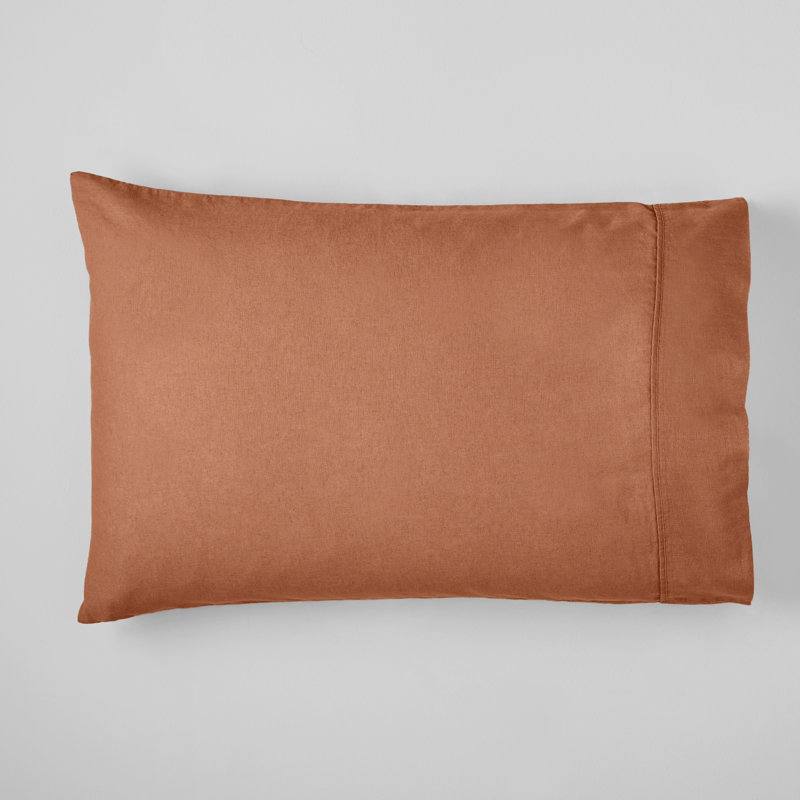 Jeffen Linen Blend Pillowcase Set, Rust, King