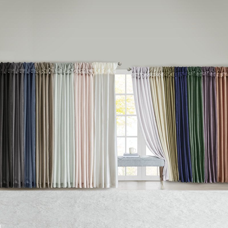 Twisted tape lined curtain panel, Green, 50" W x 108" L