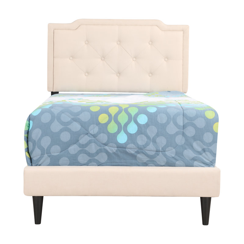 Upholstered Panel Bed, Twin, Beige