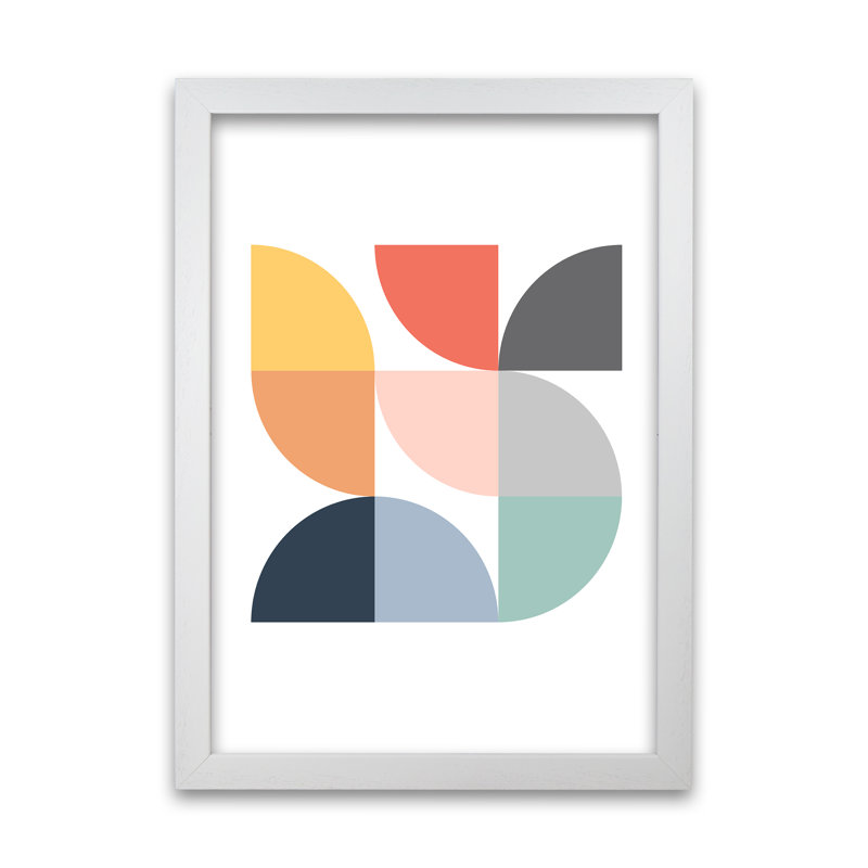 Scandi Quarter Circles A - Print, White Frame, 84cm H x 59cm W x 3cm D