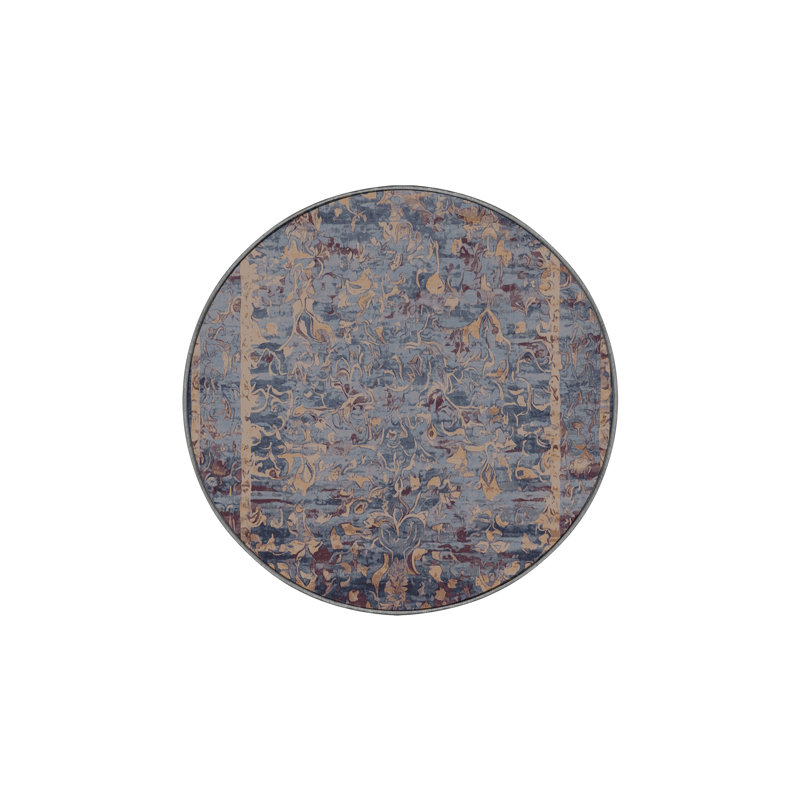 Machine Washable Gray Area Rug, Round 3'