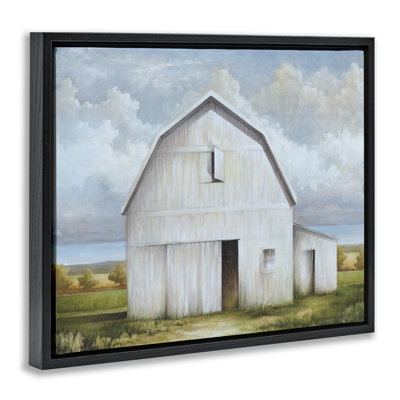 Toile flottante encadrée "White Barn with Clouds" par White Ladder