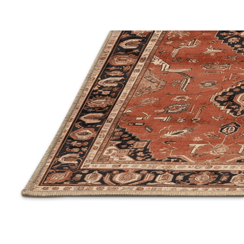 Machine Washable Persian Brown Area Rug, Runner 2' x 4'