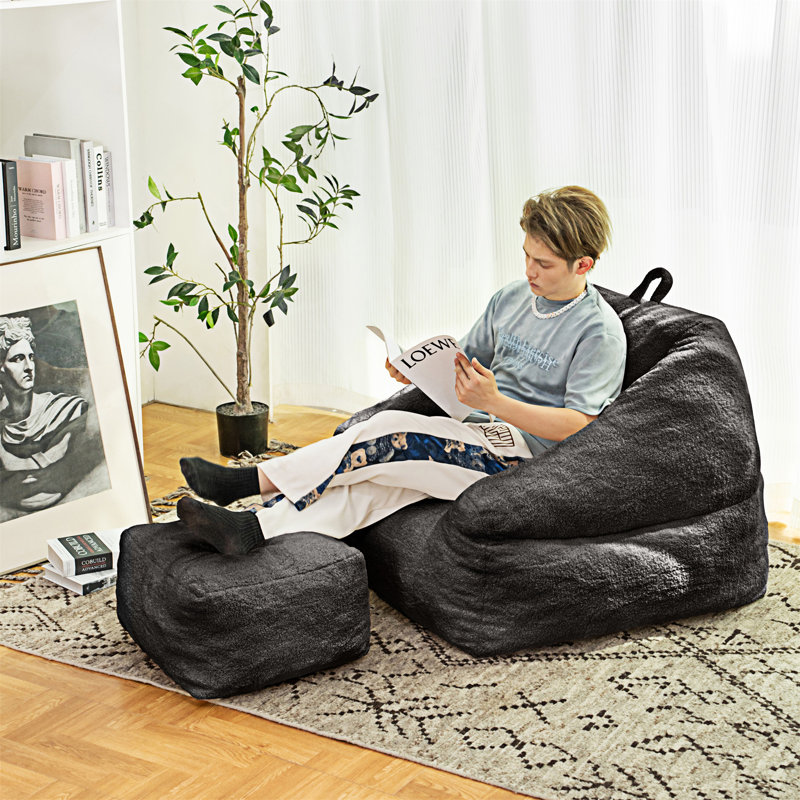 Fauteuil à billes avec rembourrage, Ours en peluche noir