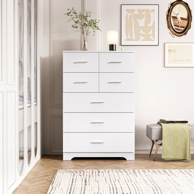 Wooden 7-Drawer Cabinet with Built-In Outlet