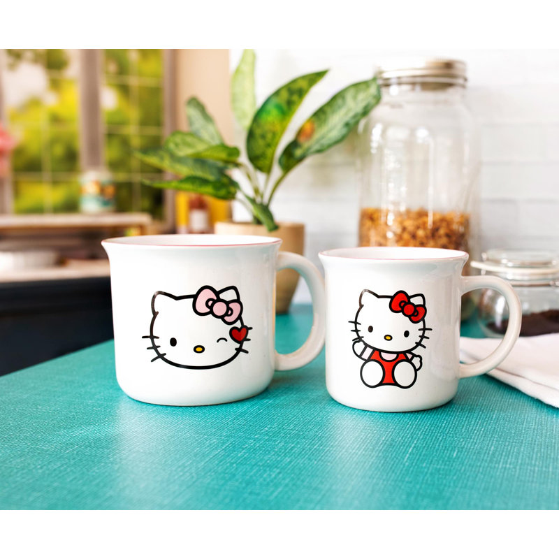 Ensemble de 2 tasses de camping en céramique Hello Kitty, 9 et 16 onces