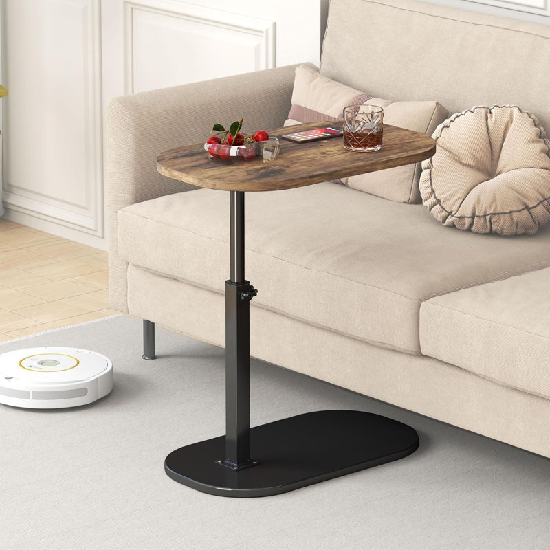 Table d'appoint en forme de C, table de bout en C réglable en hauteur, tables d'appoint pivotantes à 360 ° qui se glissent sous